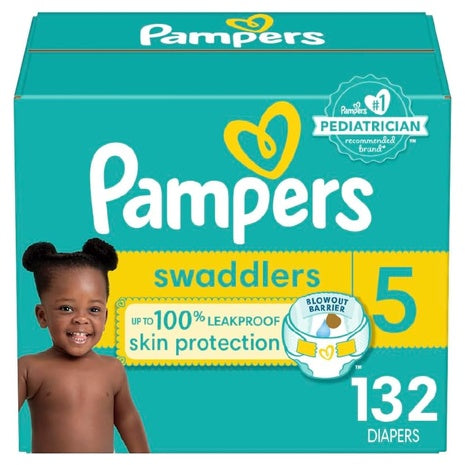 132 Size 5 Pampers Swaddlers Diapers