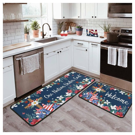 2-Piece Boilopp 17"x47.2"+17"x30" 4th Of July Kitchen Rug Set