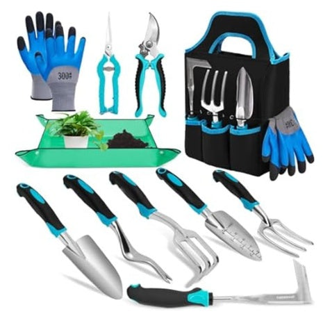11-Piece Garden Tool Set With Non Slip Rubber Grip