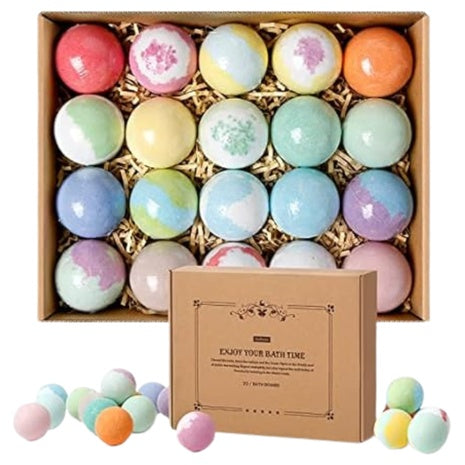 20-Piece Natural Shea Butter & Safe Oil Bath Bombs Set
