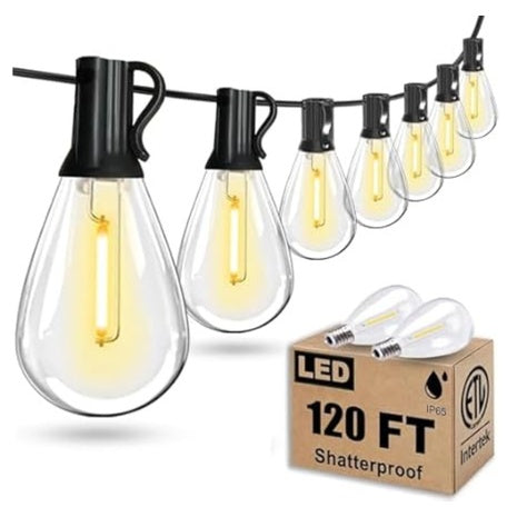 120ft Ultra Long Outdoor String Lights With 30+2 Edison Bulbs
