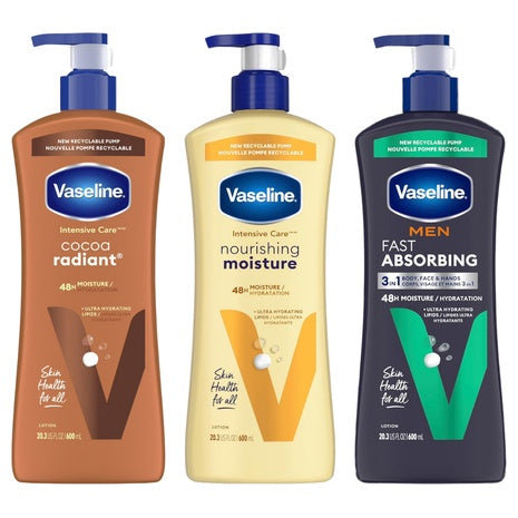 3 Bottles of Vaseline Intensive Care Body Lotion