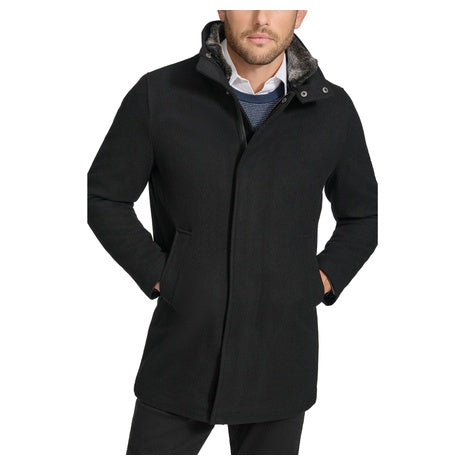 Calvin Klein Walker Wool Blend Coat with Detachable Faux Fur