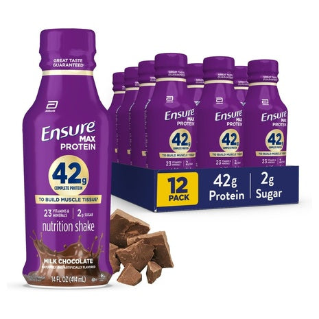 12 Bottles Ensure Max Milk Chocolate Protein Shakes