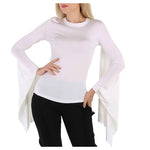 Burberry Women's Optic White Long-Sleeve Exaggerated Panel Draped Top