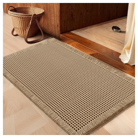 32" X 20" Boho Woven Modern Bath Mat Rugs