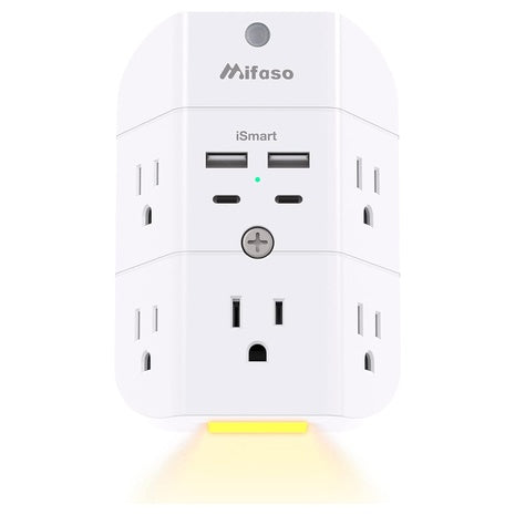 5-Outlet Mifaso Surge Protector Outlet Extender with Night Light
