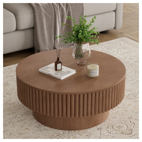 Latitude Run Round Drum Coffee Table With Storage