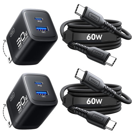 2 INIU 30W USB-C Chargers with Cables