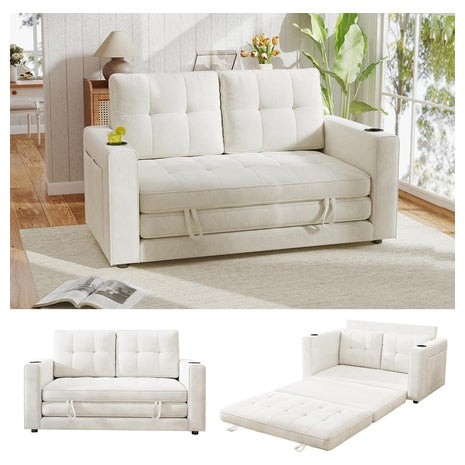 WorthFurni 2 In1 Folding Sofa Bed With Pillows