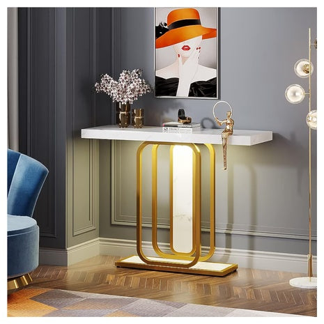 Faux Marble & Metal 41" LED Console Table