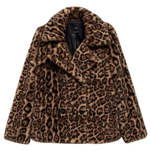 Women's Leopard Print Faux Fur Coat