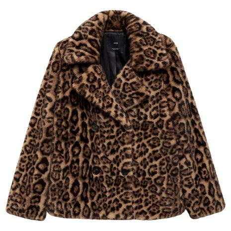 Women's Leopard Print Faux Fur Coat