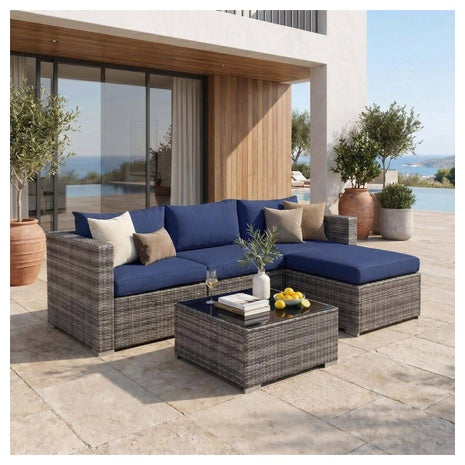 5-Piece Freestyle Wicker Patio Sectional Sofa Set