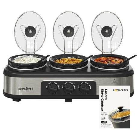 3 x 1.5-Qt Triple Buffet Server with Liners