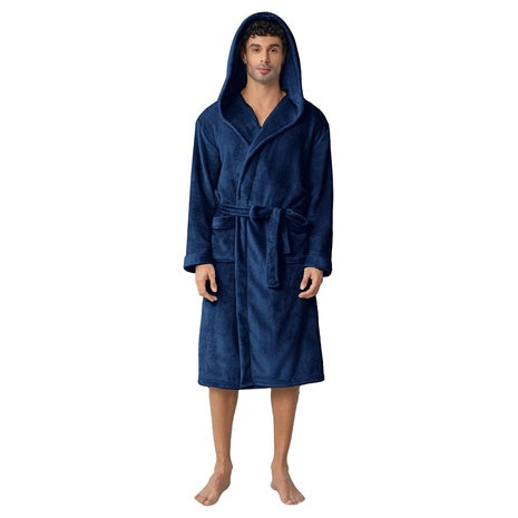 Men’s Hooded Fleece Bathrobe with Pockets (2 Colors)