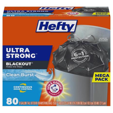 80 Hefty Ultra Strong 13 Gallon Trash Bags
