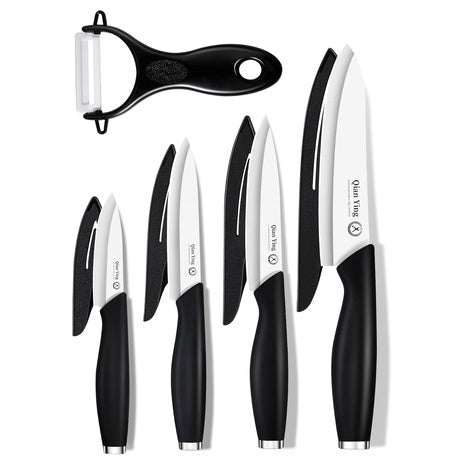 9-Piece 100% Zirconia Pure Ceramic Knife Set With Sheath