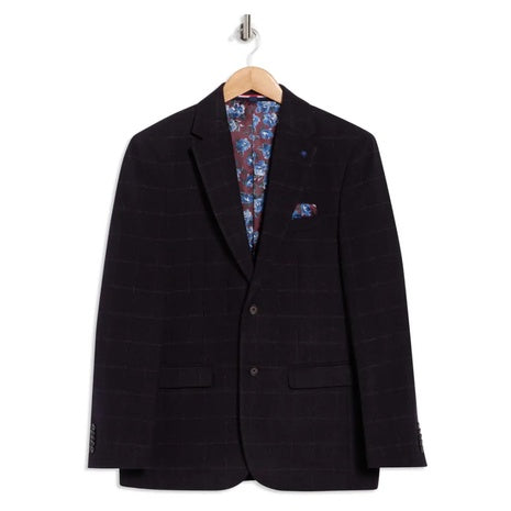 Soul Of London Men's Windowpane Notch Lapel Blazer