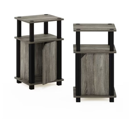 2-Pack Furinno Brahms 3-Tier End Table With Door