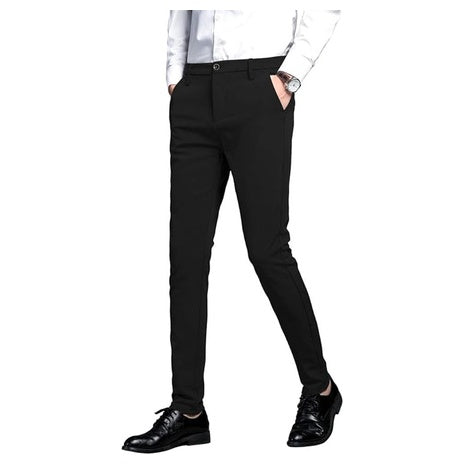 Plaid&Plain Men’s Stretch Slim Fit Dress Pants