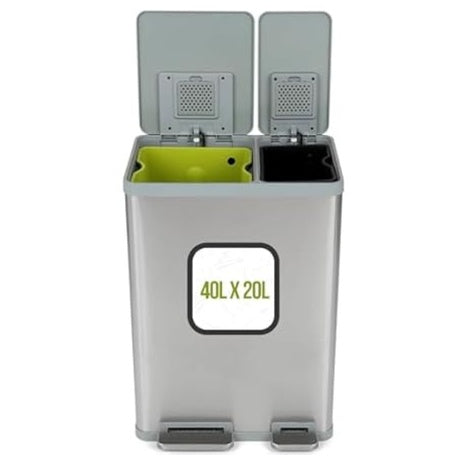 16 Gallon Rectangular Hands-Free Dual Compartment Trash Can