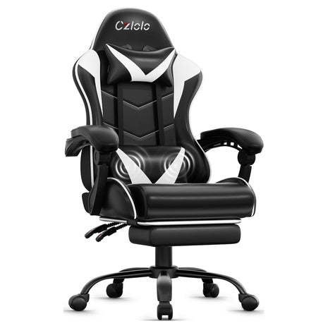 Czlolo High-Back Reclining Gaming Chair W/ Footrest & Massager
