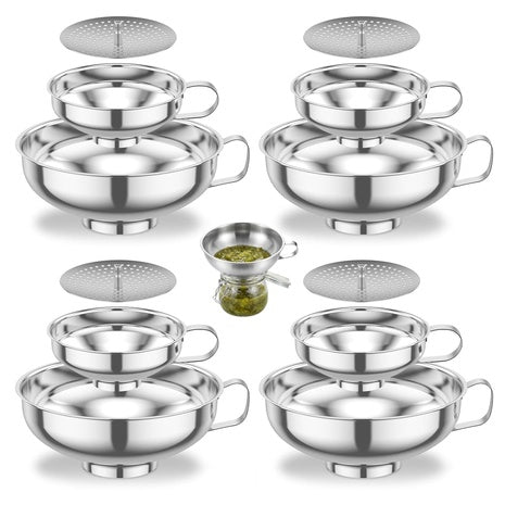 12-Piece Stainless Steel Canning Funnel Set With Strainers