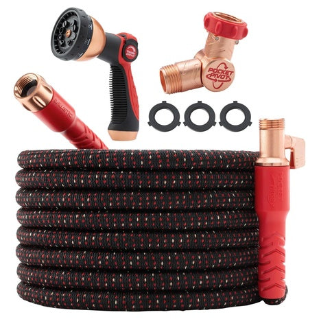 100-Ft Pocket Hose Ballistic Expandable Garden Hose W/Pocket Pivot Swivel Connector