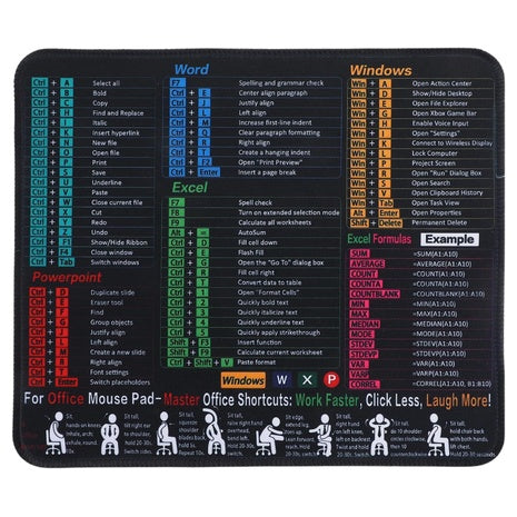 Kfhensomr 11" X 10" Excel Shortcut Mouse Pad
