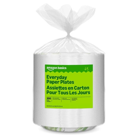 Targeted: 200 Amazon Basics Disposable Paper Plates (8.62")