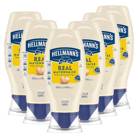 6 Hellmann’s Real Mayonnaise Squeeze Bottles