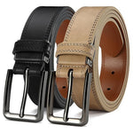 2-Pack Doopai Men's Genuine Leather Dress Belts (Black/Beige)