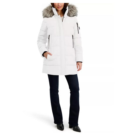 Nautica Women's Faux Fur Trim Hooded Puffer Coat