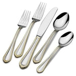 65 Piece Mikasa Gold Accent Regent Bead Flatware Set with Serving Utensils