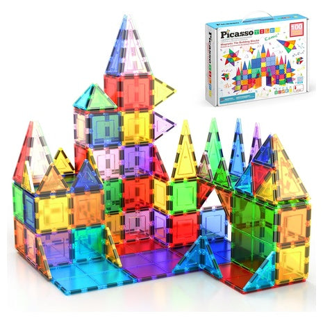 PicassoTiles 100 Piece Set Magnet Building Tiles
