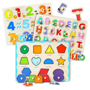 3 Pack of Wooden Peg Puzzles