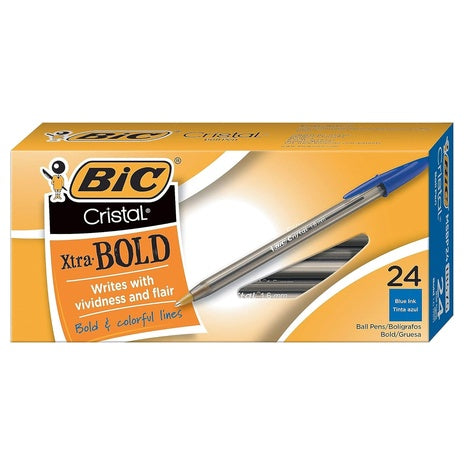 24 BIC Cristal Xtra Bold Ballpoint Pens