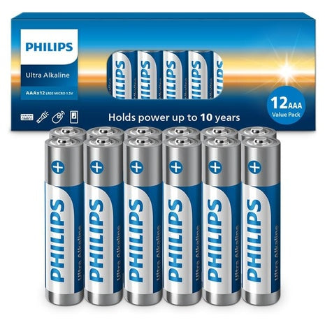 12-Pack Philips Ultimate Long-Lasting 1.5v Ultra Alkaline AAA Batteries