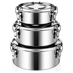 3-Piece Leak Proof Stainless Steel Bento Box With Lockable Clips