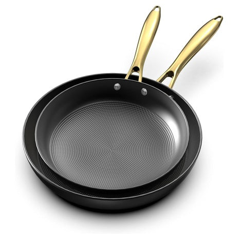 2-Piece Cast Iron Skillets Non Stick Frying Pans 10" & 12" Set