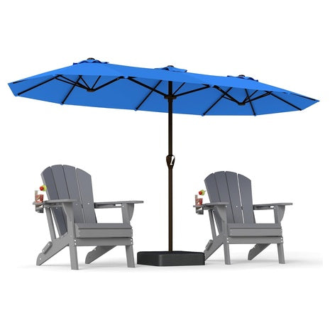 15-Ft Double-Sided Patio Umbrella with Base (4 Colors)