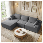 Kinmars 108" Corduroy L-Shaped Sectional Sofa (Dark Gray)