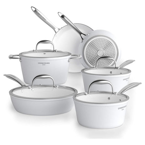 10-Piece Cooksmark Nonstick Ceramic Cookware Set With Glass Lids