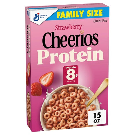 Family Size Box Cheerios Strawberry Protein Cereal (15oz)