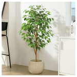 4ft Artificial Ficus Tree With Natural Wood Trunk And Silk Leaves