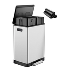 16 Gallon Stainless Steel Dual Trash Can with 30 Bags