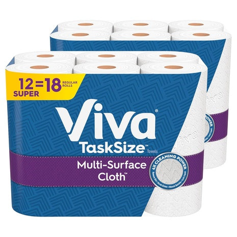 12 Super Rolls Viva Multi-Surface Cloth Paper Towels