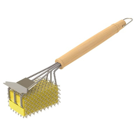 Bristle-Free Grill Brush W/ Scraper & 18" Heat-Resistant Handle