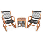 3 Piece Acacia Wood Bistro Rocking Chair Set